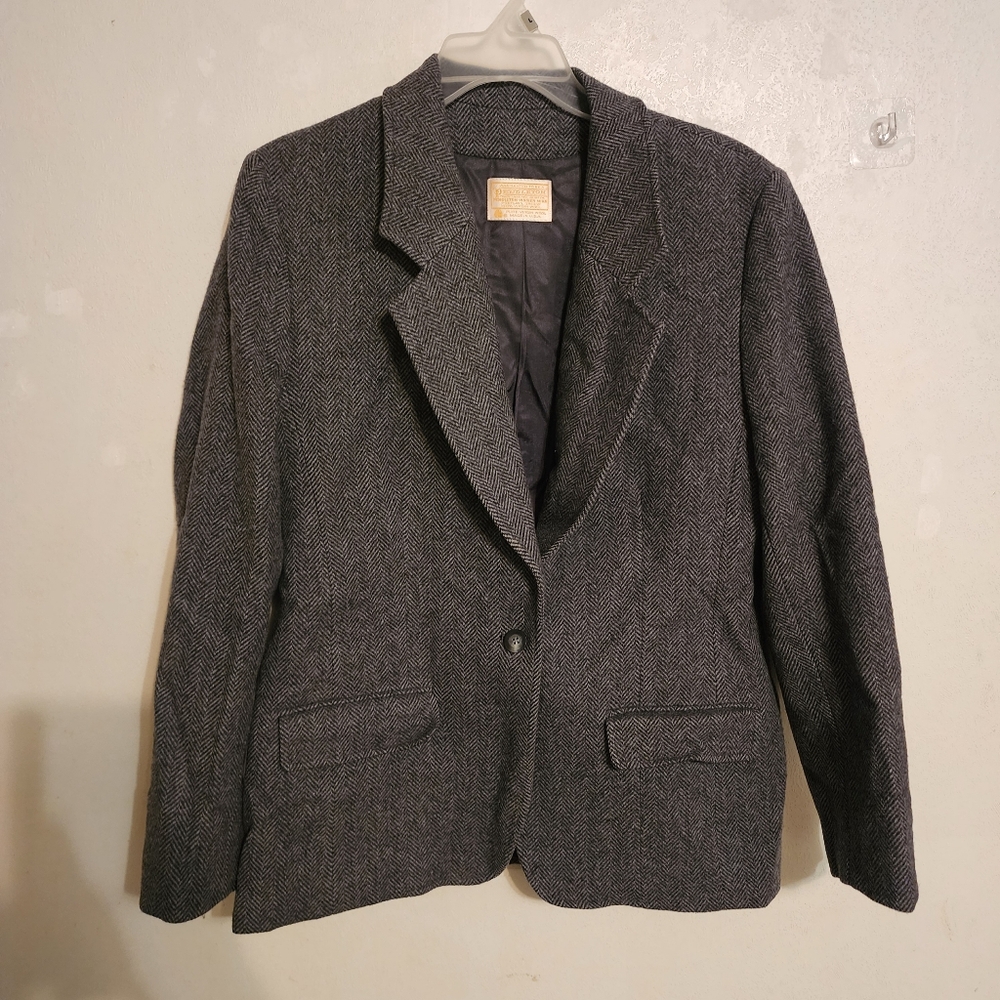 Pendleton Virgin Wool Dark Gray One Button Herrin… - image 1